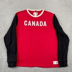Canada Olympic Team Shirt Mens M Red Long Sleeve Colorblock Hudson's bay